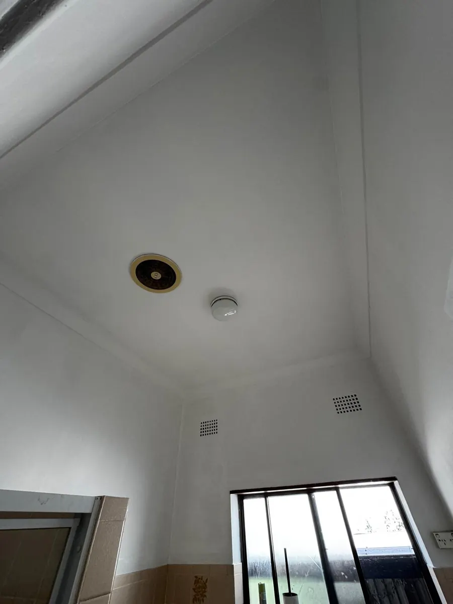 After: the ceiling patched, set and repainted